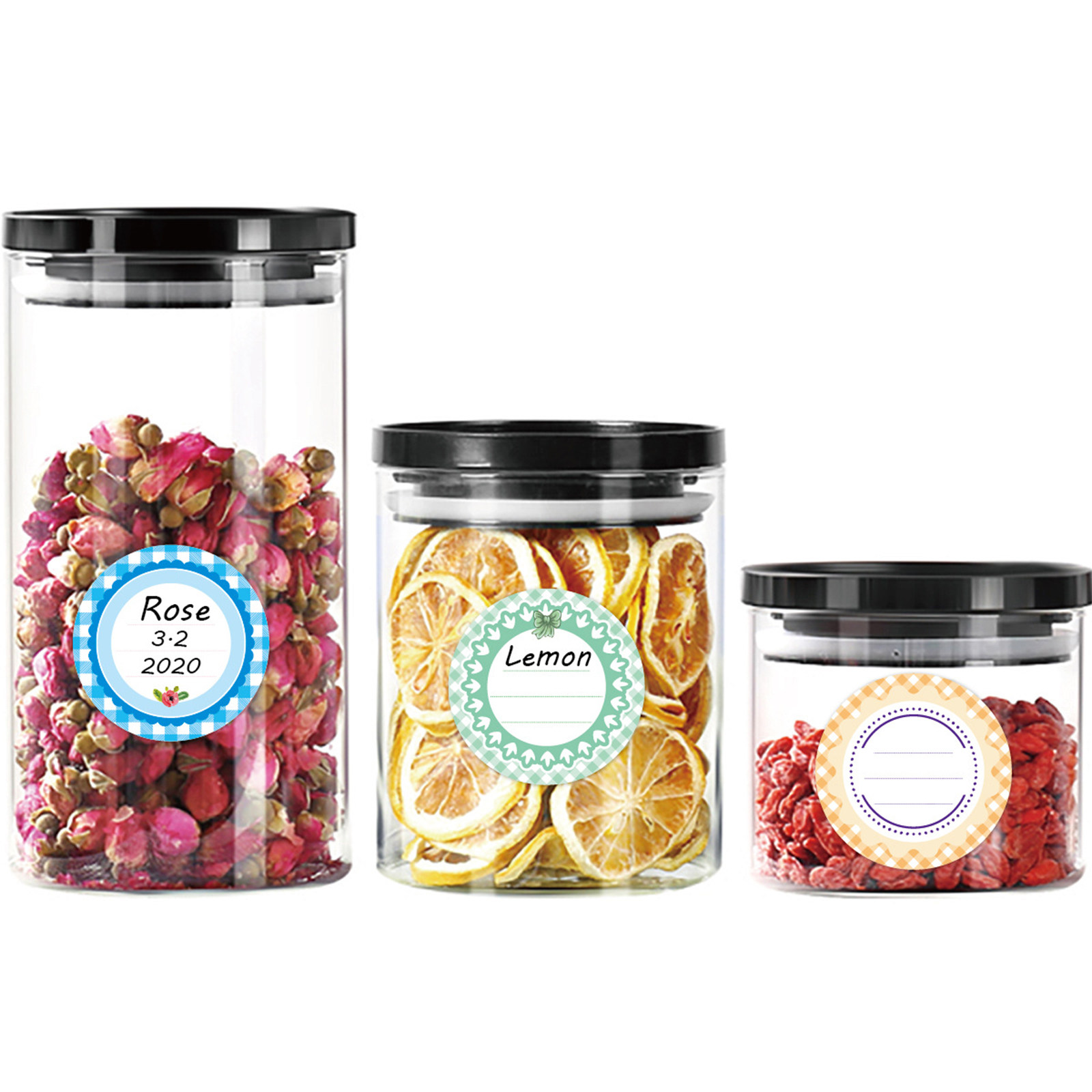 Food Storage Glass Round - 20Sheets Colored Round Waterproof Label Stickers