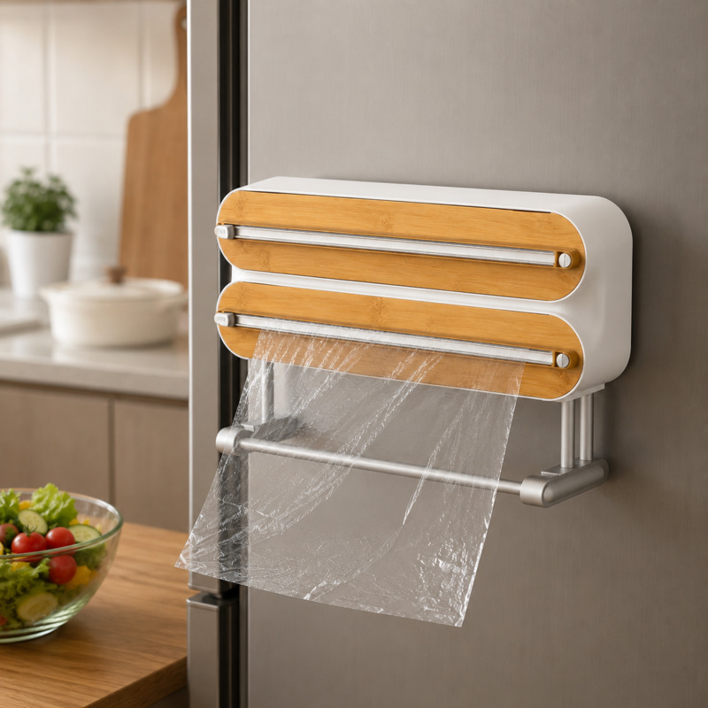 Portion Control Container - Magnetic Food Wrap Cutter Dispenser Cling
