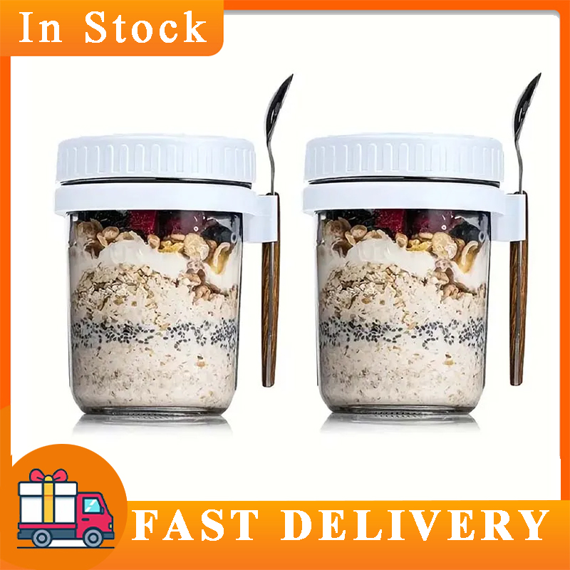 Food Storage Tupperware - Overnight Oats Container with Lid and