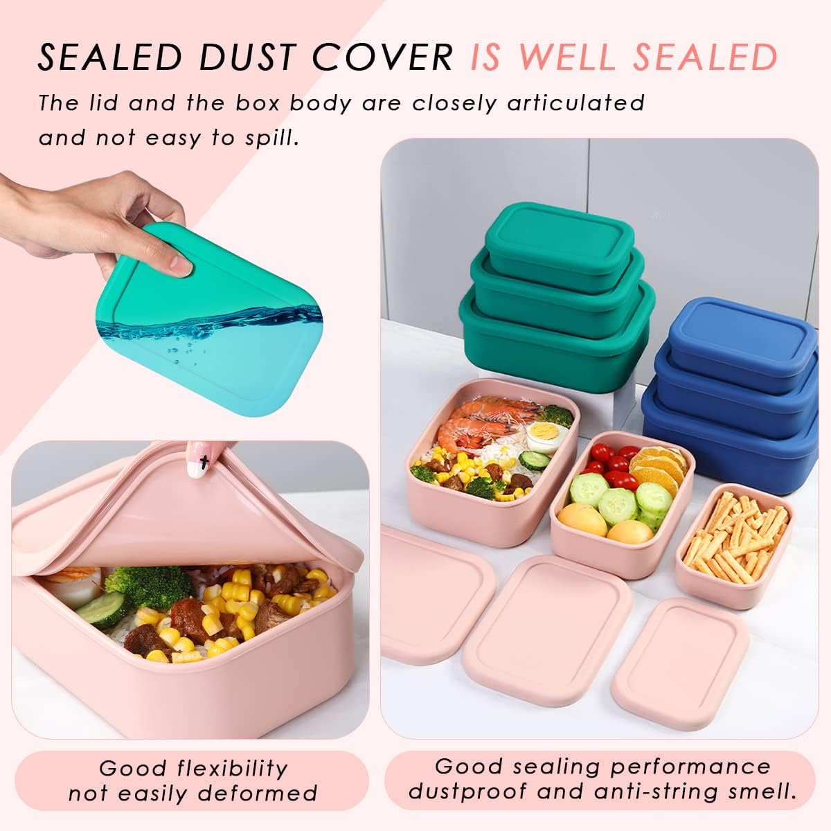 Silicone Bento Boxes Lunch Con - Food Storage Tupperware recension och pris
