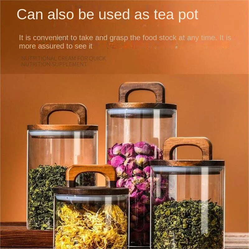 700-2100ml Wood Lid Glass Jar  - Glass Food Storage Xl recension och pris