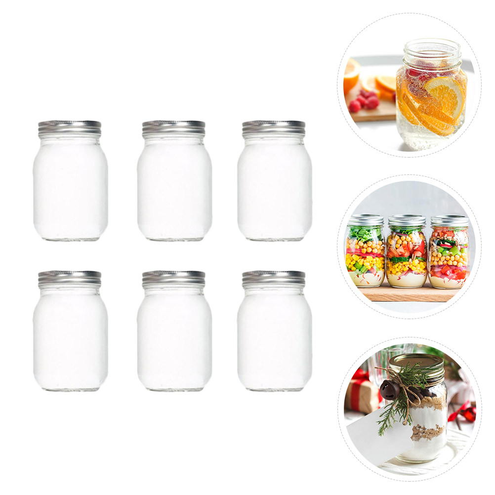 6Pcs Transparent Round Glass J - Food Storage With Lids recension och pris