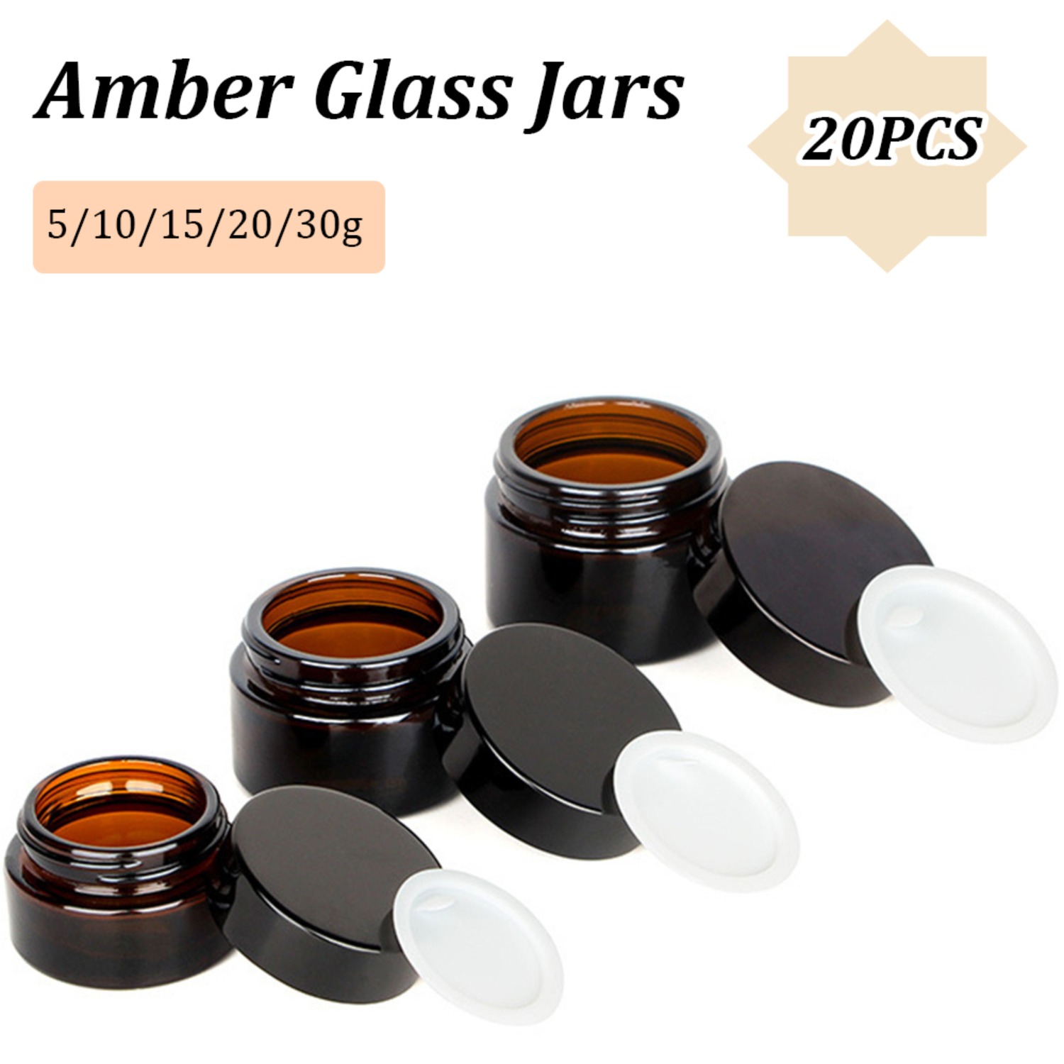 20PCS Small Amber Glass Jars w - Food Storage Glass Round recension och pris
